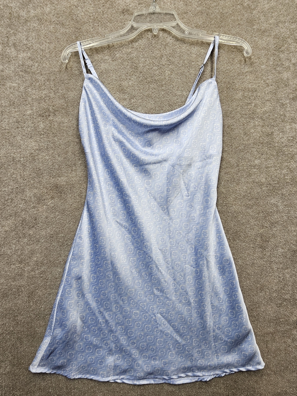 Hollister Silky Blue Slip Dress XS Cowl Neck Adjustable Straps Y2K Mini Satin - Picture 3 of 13